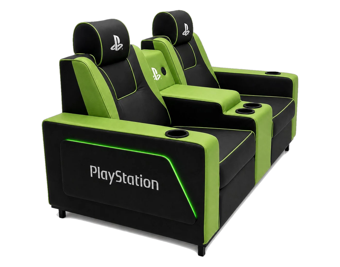 İkili VIP PlayStation Koltuğu — Yeşil renk, RGB LED aydınlatmalı VIP oyuncu koltuğu